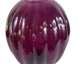 Large 12x9" Balloon Vase Amethyst Art Glass Murano Purple