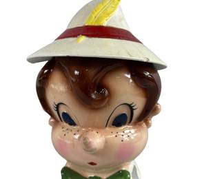 Pinocchio Head Face Hat Cookie Jar Metlox Vintage Disney *Damage