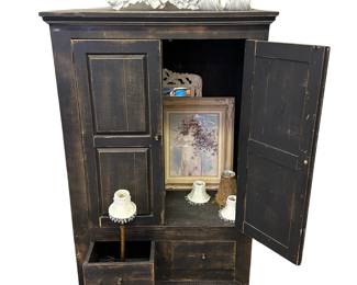 Midcentury Buffet China Dresser with Ornate Decor Mirror Ready to DIY