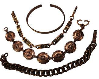 4 Solid Copper Bracelets Bangle Southwest Linked Chunky Chain
