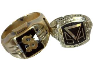 Class Fraternity Signet Rings Mens H Delta S Chemistry & S 10 KT Gold White
