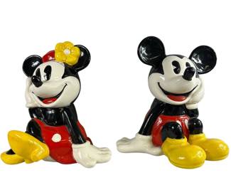 Mickey & Minnie Mouse Cookie Jars Treasure Craft *Damage Minnie