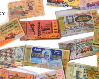 Our auction features an impressive array of Indianapolis 500 memorabilia, including vintage Indy 500 tickets from 1929, 1930, and the 1950s, IMS pit badges, silver pit badge displays, signed racing helmets, Hulman glassware, and an extensive collection of NASCAR memorabilia. These items capture the rich history and excitement of one of the most iconic racing events in the world.