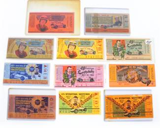 Lot 15
1960's Indianapolis 500 Tickets Lot of 11 2 1/2"H x 5 1/4'"W (one)