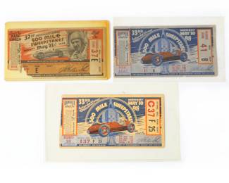 Lot 13
1948 & 2-1949 Indianapolis 500 Tickets 2 1/2"H x 5"W (one)