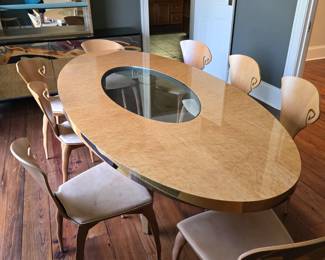 Italian Burl wood Dining table with 10 chairs by Carlo Malnati, Italy $10,000