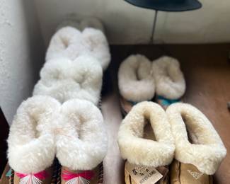 Small sized handmade shearling slippers. Kids 6-10yrs or 5-6 womens