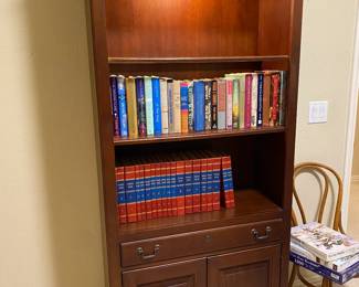 Mahogany lighted bookcase
