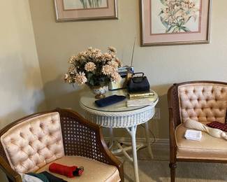 1960s style barrel chairs with cain sides