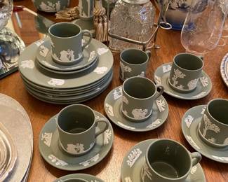 Wedgewood Green cups and saucers made in England