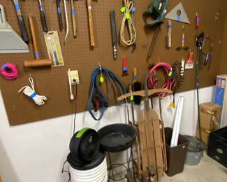Garage tools, sleigh, and more