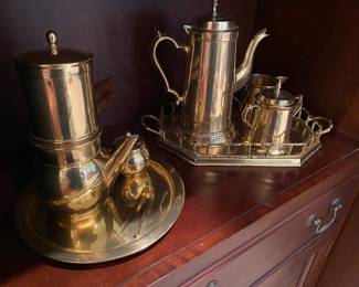 Brass coffee and tea set