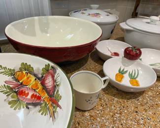 Casserole serving pieces by Chantal, Fruit oven to table dishes, large Seville mixing bowl