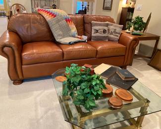 Leather studded sofa by Thomasville