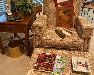 Ethan Allen, Conor, fabric recliner with matching ottoman