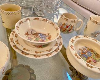 Antique Bunnykins plates, bowls