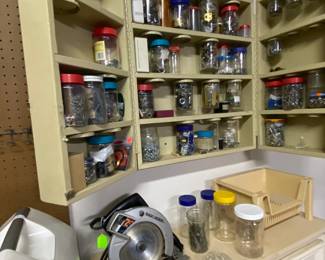 Garage nuts and bolts, sanders, and more