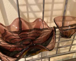Amethyst Glass Bowls, hand blown