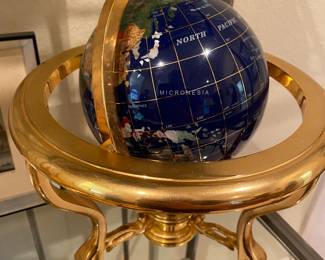 World Globe inlaid with semi precious stones