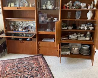 Danish wall unit, lots of storage, bar area