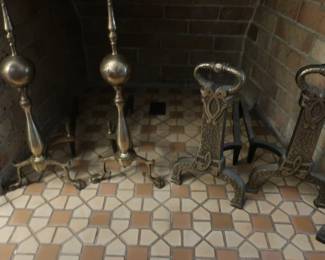 another  set  of  andirons on  left