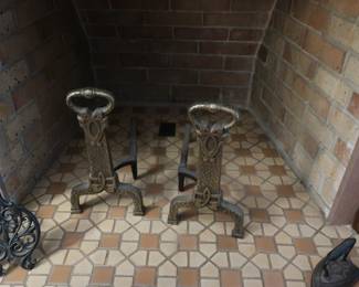 Andirons in  fireplace