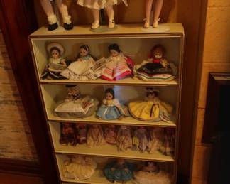 dolls- some  madam  alexander,  display  case  for  dolls