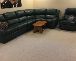 Green leather sofa
