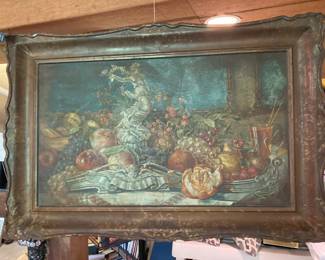 tin advertisment made like a painting