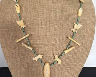 Rare Old Carved Native American Fetish Necklace