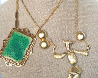 Gold Tone Statement Necklaces Signed Polcini  Vendome