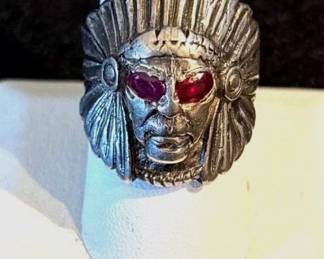 Sterling Indian Chief Ring