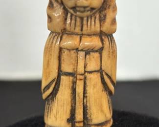 Antique Carved Bone Netsuki Old Man
