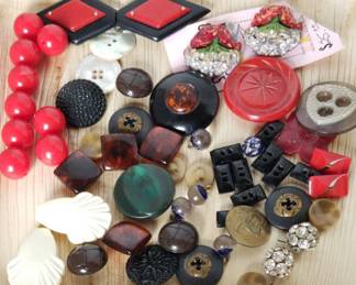 Vintage Buttons Bakelite, Celluloid, Confetti, Marbles