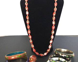 Vintage Chinese Enamel Bracelets Necklace