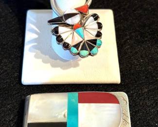 Native American Inlay Money Clip and Keyring