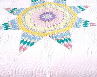 Vintage Hand Pieced Stitched Lone Star Quilt