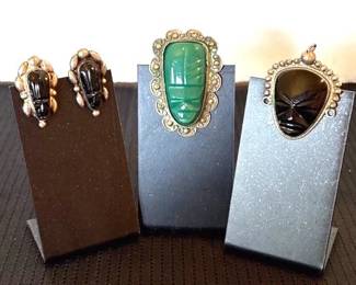 Mexico Mask Jewelry, Signed Silver 925 Sterling Earrings