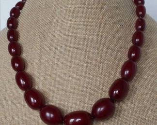 Vintage Cherry Amber Bakelite Bead Necklaces
