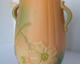 Antique 11 inch Weller Pottery Vase Wild Rose