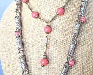 Sterling Silver Filigree Art Deco Necklace 