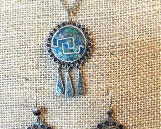 Signed 925 ELREVM Necklace  Earrings