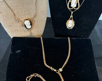 Antique Victorian Shell Glass Cameos