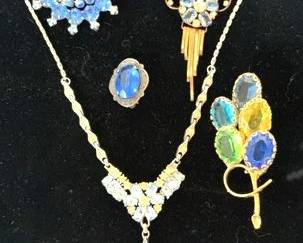 Vintage Bogoff, Blue Rhinestone Brooches, MS 