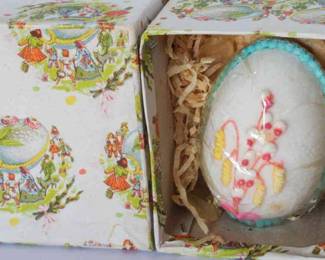 Rare Antique Czech Panorama Sugar Easter Egg In Original Box