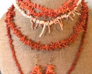 True Branch Coral Necklaces, Signed Les Bernard