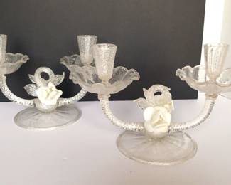 Vintage Venetian Art Glass Candelabras