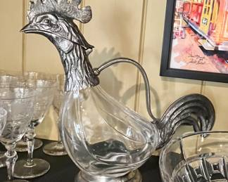Rooster wine steward in crystal and pewter! He is so fabulous