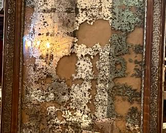 1780s Louis Philippe Mercury Glass Mirror. This is the original looking glass and frame as found in Northern France.