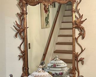 Vintage chinoiserie bird mirror.